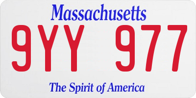 MA license plate 9YY977