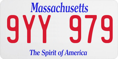 MA license plate 9YY979