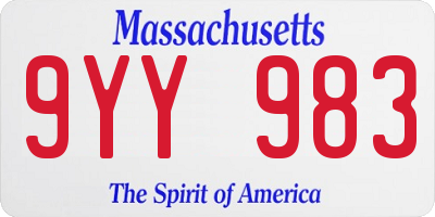 MA license plate 9YY983