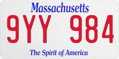 MA license plate 9YY984