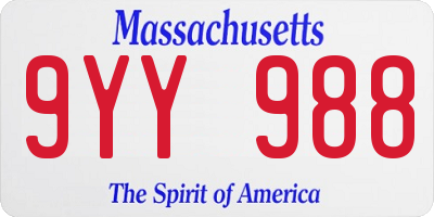 MA license plate 9YY988