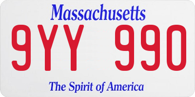 MA license plate 9YY990