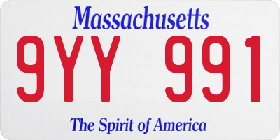 MA license plate 9YY991
