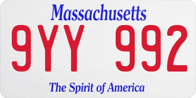 MA license plate 9YY992