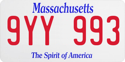MA license plate 9YY993