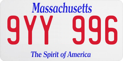 MA license plate 9YY996