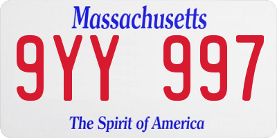 MA license plate 9YY997