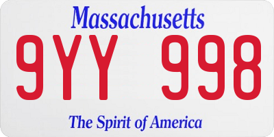 MA license plate 9YY998