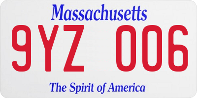 MA license plate 9YZ006