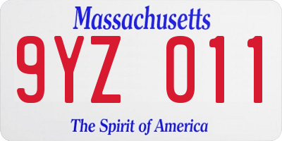 MA license plate 9YZ011