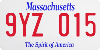 MA license plate 9YZ015