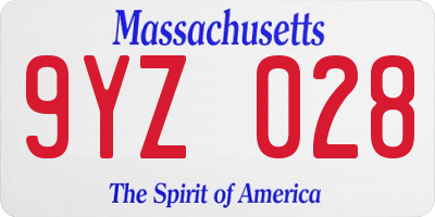 MA license plate 9YZ028