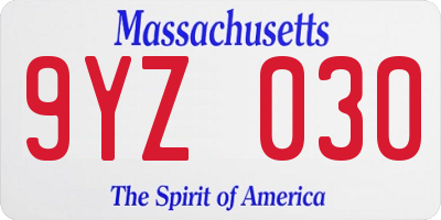 MA license plate 9YZ030
