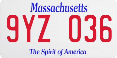 MA license plate 9YZ036