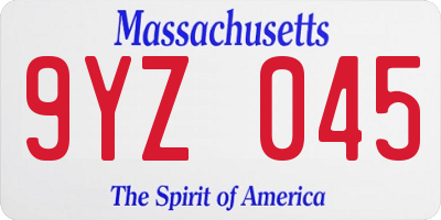 MA license plate 9YZ045