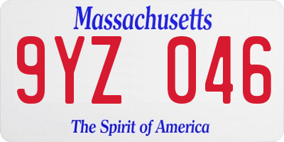 MA license plate 9YZ046