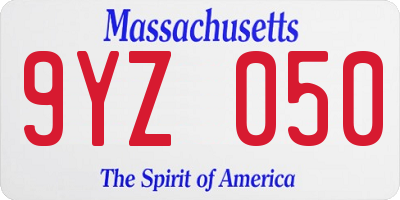 MA license plate 9YZ050