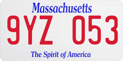 MA license plate 9YZ053