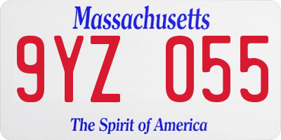 MA license plate 9YZ055