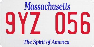 MA license plate 9YZ056