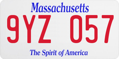 MA license plate 9YZ057