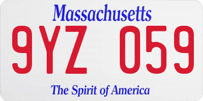 MA license plate 9YZ059