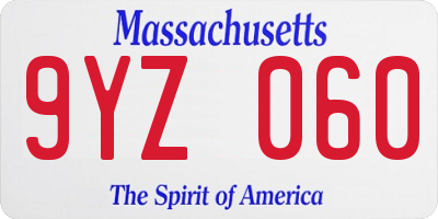 MA license plate 9YZ060