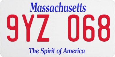 MA license plate 9YZ068