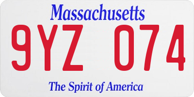 MA license plate 9YZ074