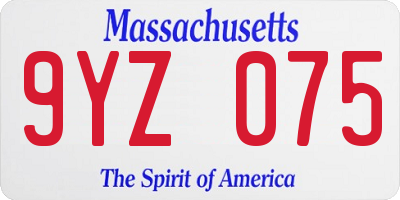 MA license plate 9YZ075