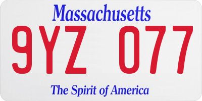 MA license plate 9YZ077