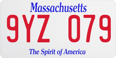 MA license plate 9YZ079