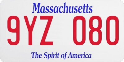 MA license plate 9YZ080