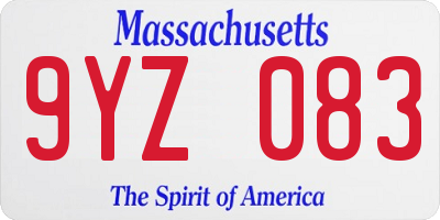 MA license plate 9YZ083