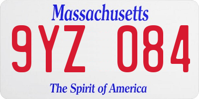 MA license plate 9YZ084