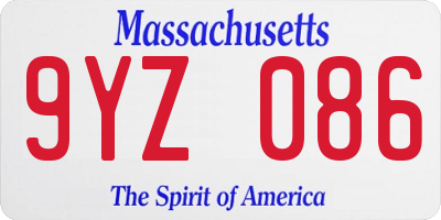 MA license plate 9YZ086