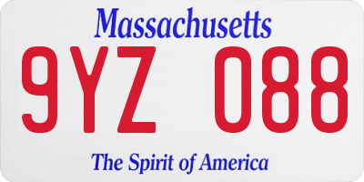 MA license plate 9YZ088