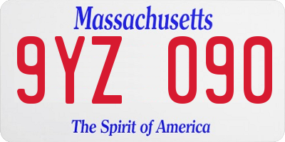MA license plate 9YZ090