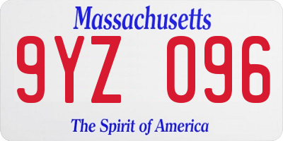 MA license plate 9YZ096