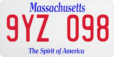 MA license plate 9YZ098