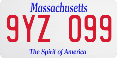 MA license plate 9YZ099