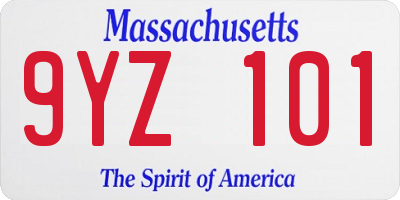 MA license plate 9YZ101