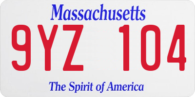 MA license plate 9YZ104