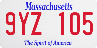 MA license plate 9YZ105