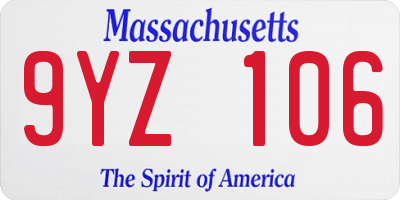 MA license plate 9YZ106