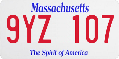 MA license plate 9YZ107