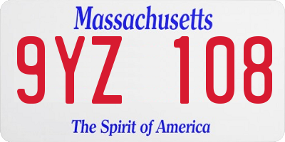 MA license plate 9YZ108