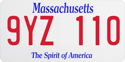 MA license plate 9YZ110