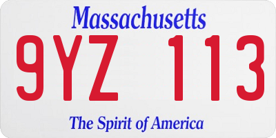 MA license plate 9YZ113