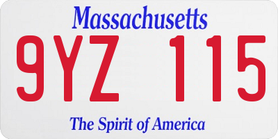 MA license plate 9YZ115